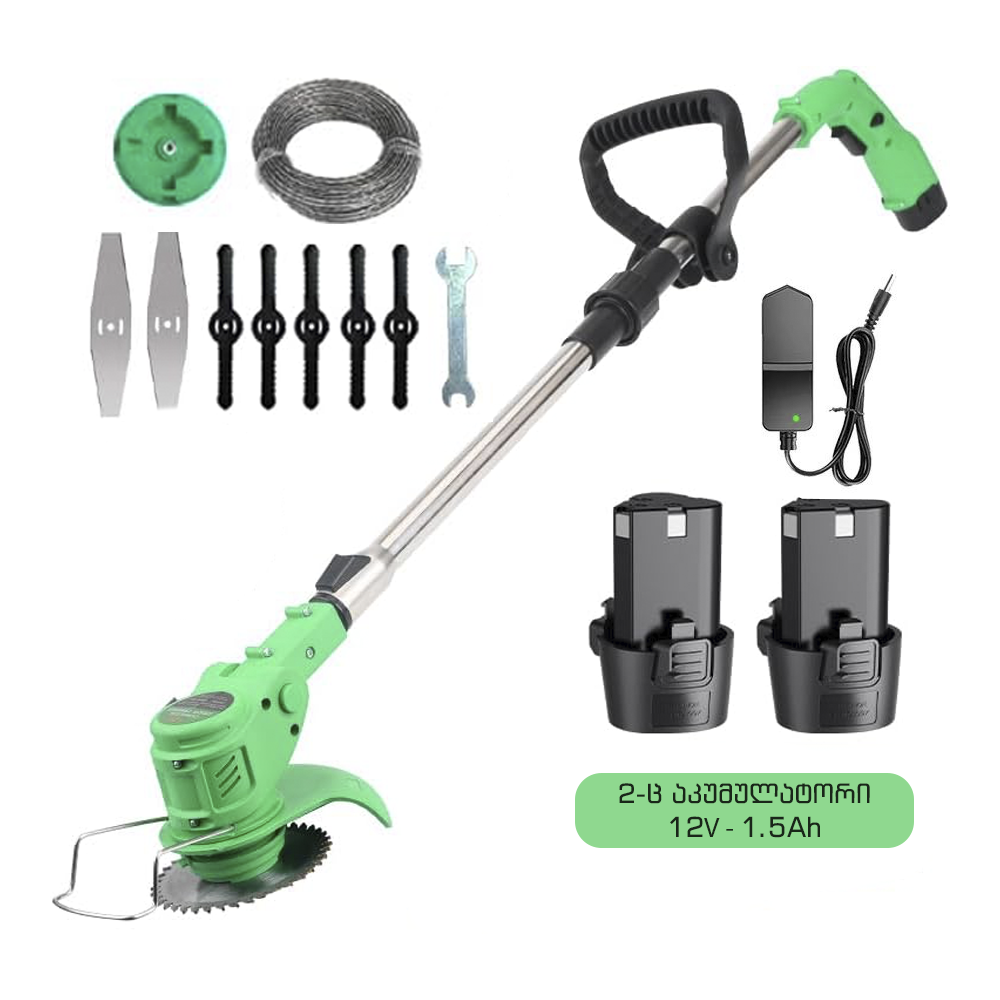 ბალახის სათიბი ელემენტზე (ტრიმერი) ZITREK GreenCut 12V (2ელ. + ნაკრები)