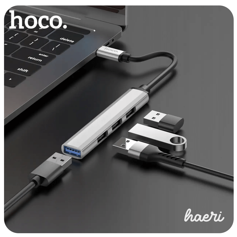 HUB HB26 Type-C на USB 3.0 + 3 USB 2.0 HOCO серый