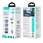 დამაგრძელებელი (3 როზეტი + 3 USB 2,4A) Hoco NS2 18W 1.8მ