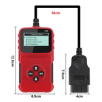 OBD2 V309 auto scanner with display and cable connection for vehicle diagnostics.