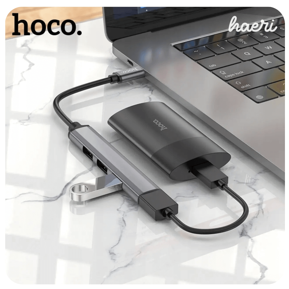 HUB HB26 Type-C на USB 3.0 + 3 USB 2.0 HOCO серый