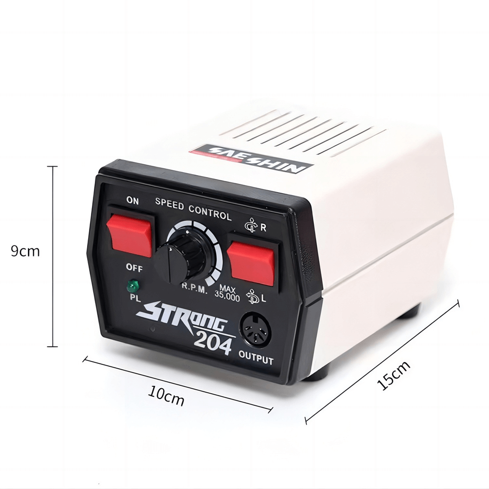 ბორმანქანა Strong 204, 65W, 35,000 ბრ/წთ სისწრაფე, ორი ბრუნვის რეჟიმი, მანიკურის და პედიკიურის აპარატი, დაბალი ვიბრაცია