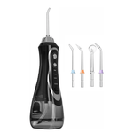 პირის ღრუს ირიგატორი შავი 300 მლ წყლის ავზით და 4 თავაკით