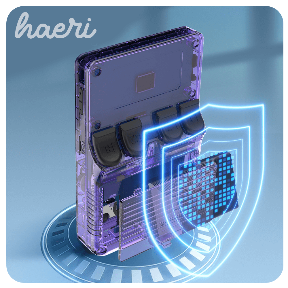 პორტატული რეტრო სათამაშო კონსოლი R36S, იასამნისფერი დიზაინი და მაღალი ხარისხის ეკრანი.