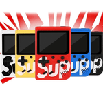 Portatile retro gaming console SUP in multiple colors: red, yellow, black, blue, and white