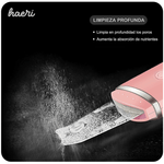 Pink ultrasonic skin scrubber demonstrating deep pore cleaning and nutrient absorption enhancement.