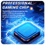 RK3326 professional gaming chip on a blue circuit board, featuring a 1.5 GHz 64-bit processor for smooth gaming.