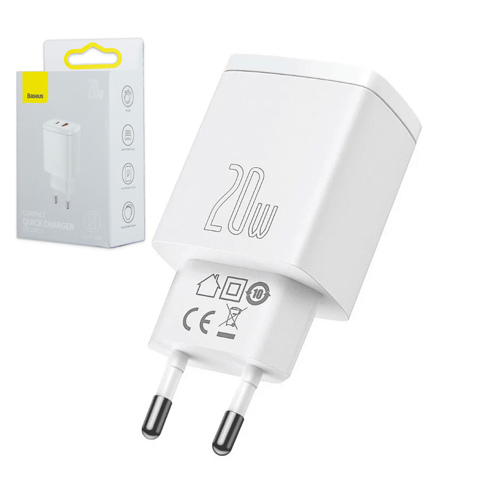 BASEUS დამტენი ადაპტერი USB + Type-C 20W