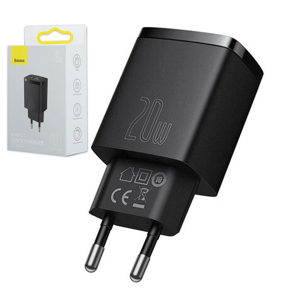 BASEUS დამტენის ადაპტერი USB + Type-C 20W