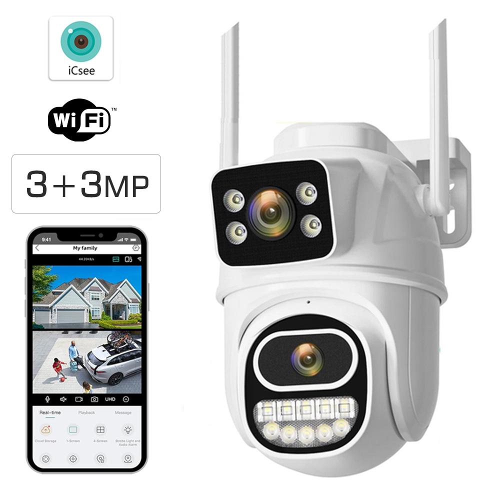 Wi-Fi სათვალთვალო ორმაგი კამერა 3MP+3MP