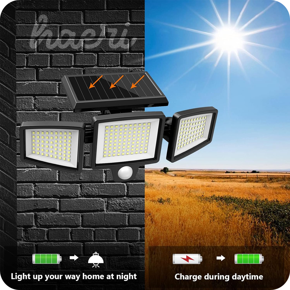 სანათი მზის პანელზე სენსორით 210LED