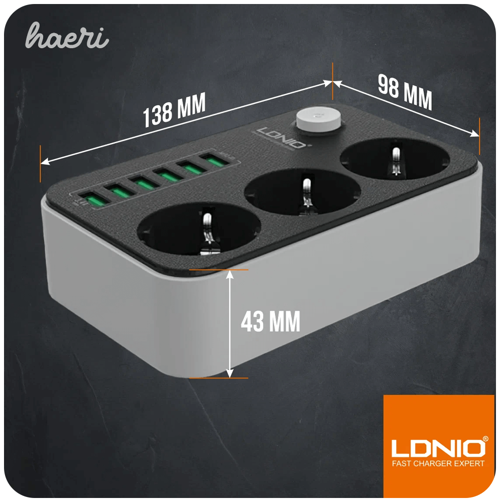 Сетевой фильтр на 3 розетки + 6 USB 3.4A SE3631 LDNIO