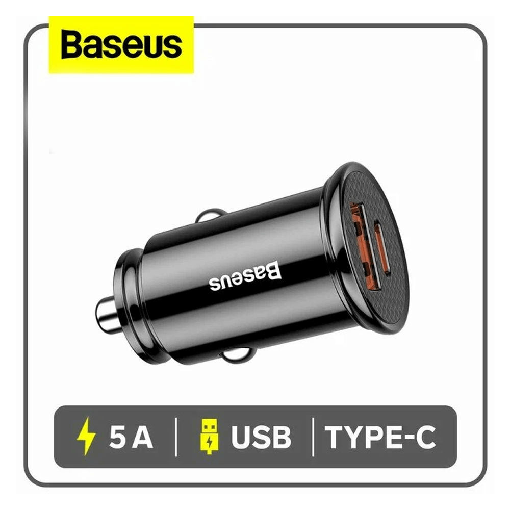 Baseus მანქანის ადაპტერი USB + Type-C 30W