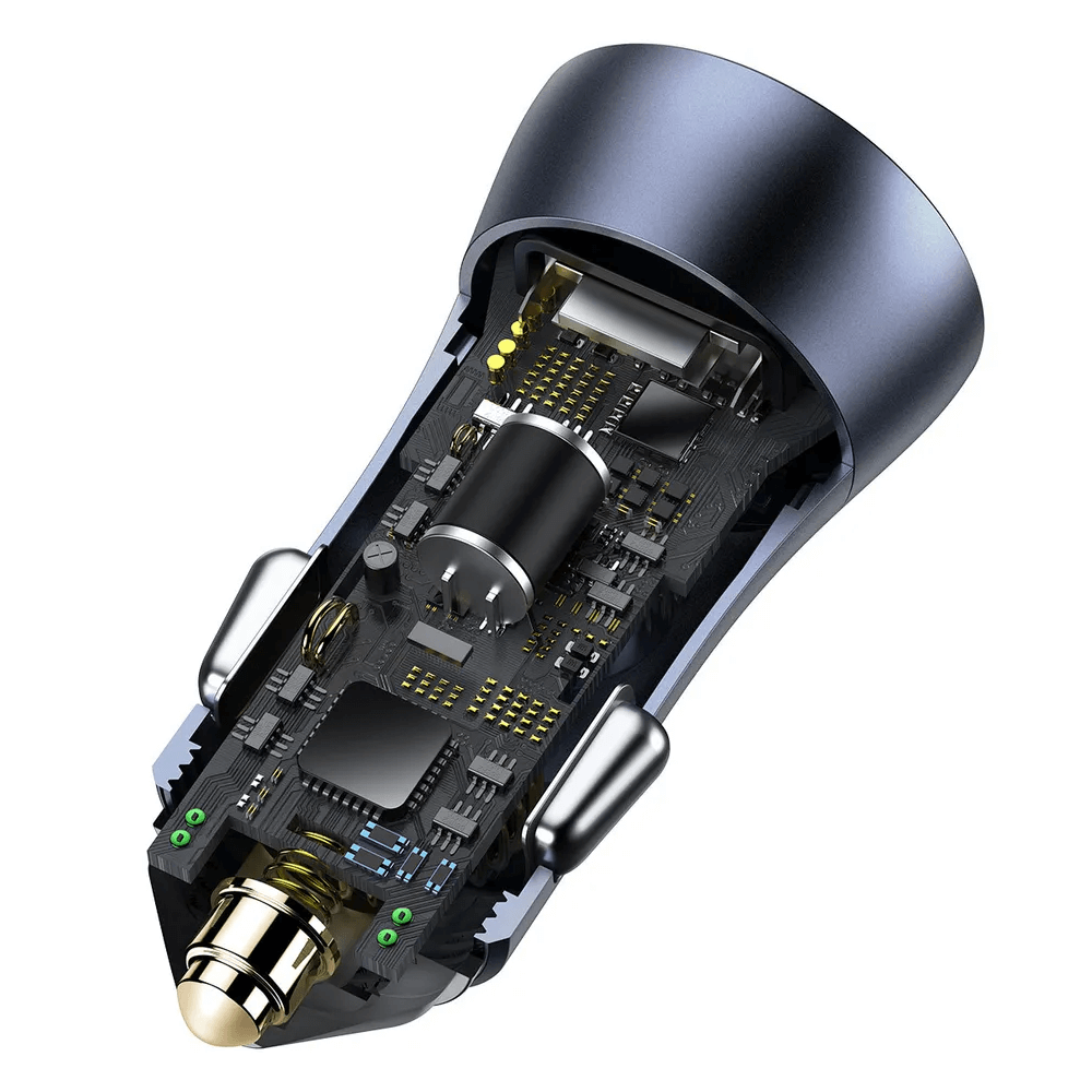 Baseus მანქანის ადაპტერი და კაბელი 2x USB (Type-C + USB) 5A 40W