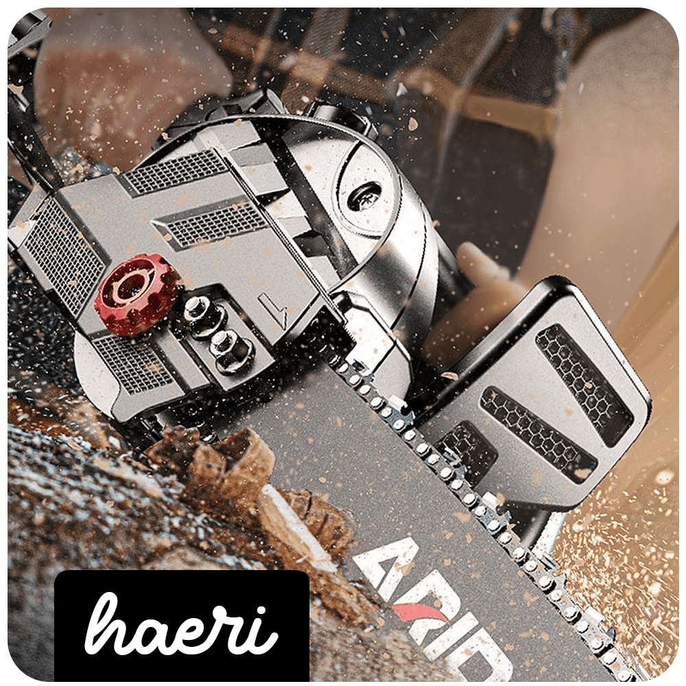 ARIDOO 16 inch electric chainsaw 2800W with powerful motor and easy adjustment features, ideal for efficient cutting.