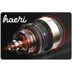 Haeri brand logo with a detailed image of a high-tech turbine engine showcasing intricate components.