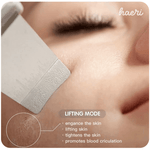 Close-up of ultrasonic skin scrubber in use, enhancing and tightening skin during facial treatment.